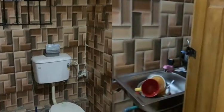 Kitchen built inside toilet in a self-contained apartment in Ibadan (video)