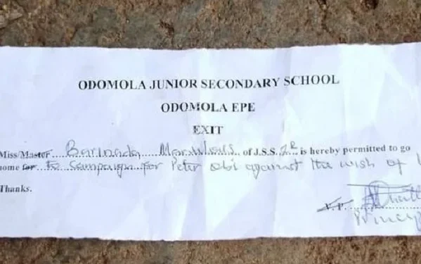 Lagos probes principal who ‘sent pupil home for wrapping book with Obi’s poster’