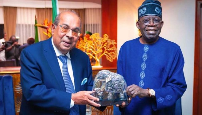 Tinubu arrives India, holds first meeting with Hinduja Group CEO