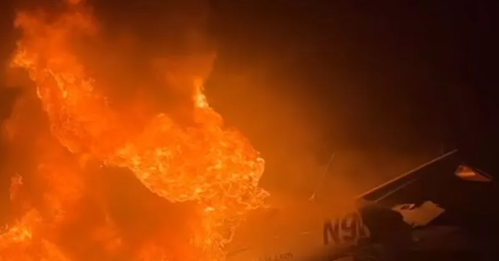 Passengers rushed to hospital as plane bursts into flames after slamming into motorway