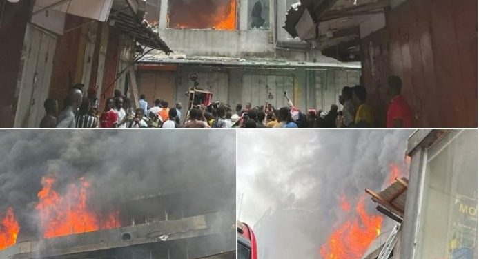 Fire guts 10-storey building in Lagos Island