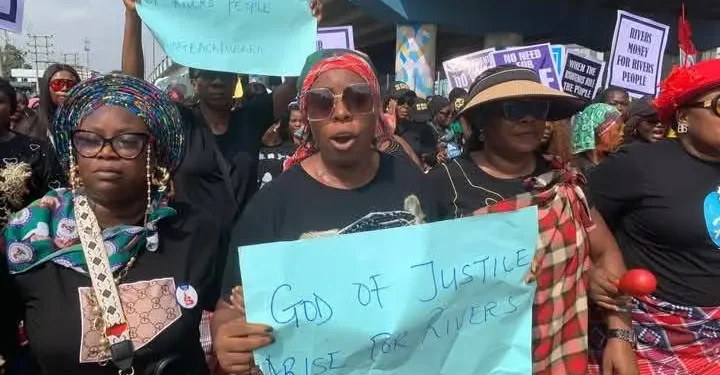 Rivers women protest against emergency rule, demand Fubara’s reinstatement