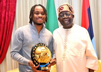 Lookman visits Tinubu in Lagos with CAF footballer of the year award