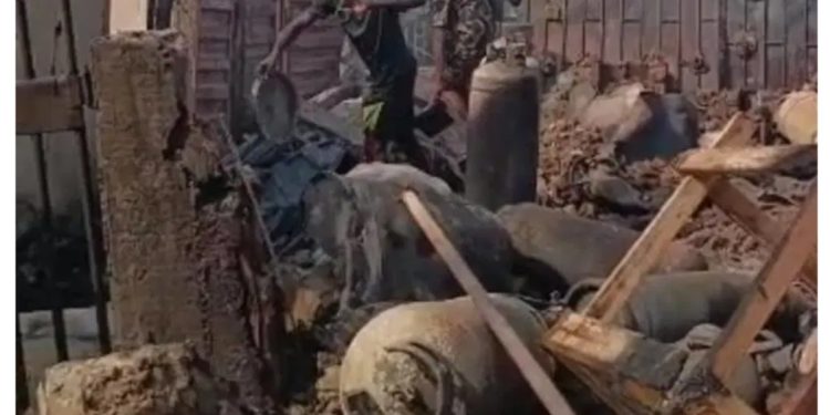 Gas explosion destroys several shops in Lagos