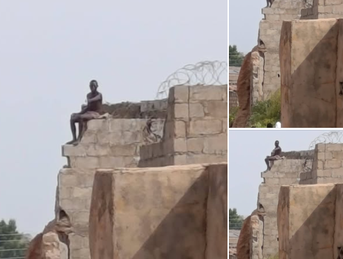 Drama as Katsina man climbs building to express anger after his in-laws took his wife away (video)