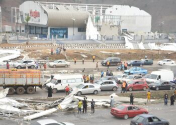 9 months after inauguration, Rain destroys Bus Terminal built by Wike